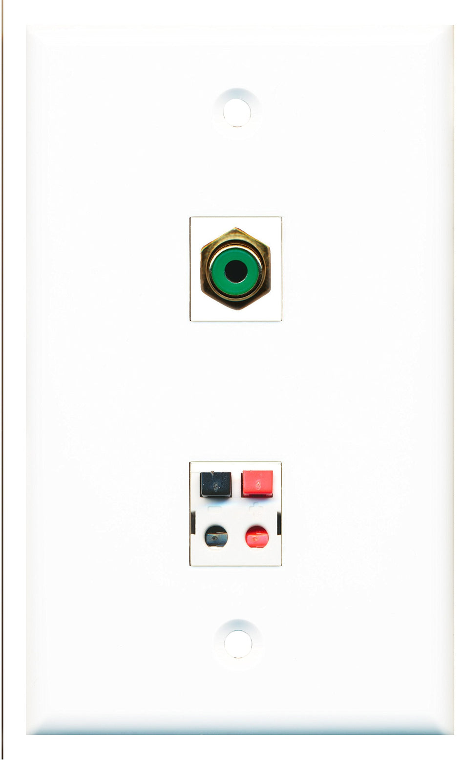 RiteAV - 1 Port RCA Green 1 Port Speaker Wall Plate - Bracket Included