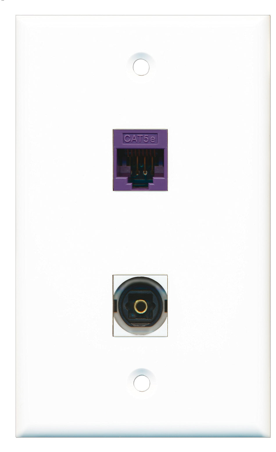 RiteAV - 1 Port Toslink 1 Port Cat5e Purple Wall Plate - Bracket Included