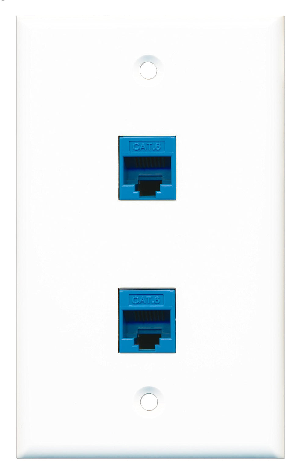 RiteAV - 2 Port Cat6 Ethernet Blue Wall Plate - Bracket Included