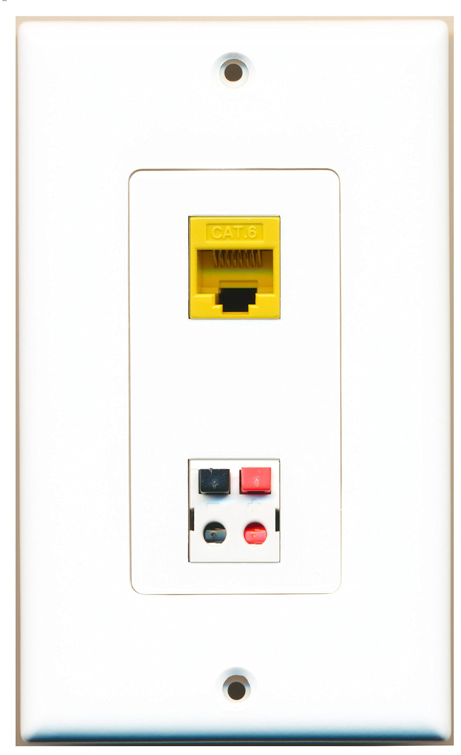 RiteAV 1 Port Cat6 Ethernet Yellow 1 Port Speaker Wall Plate OVERSIZED