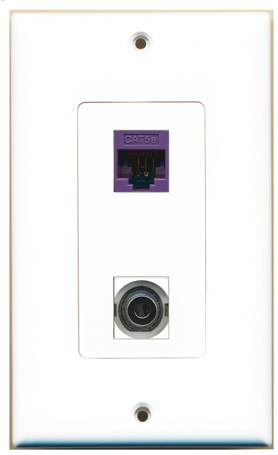 RiteAV 1 Port 3.5mm 1 Port Cat5e Purple Type Wall Plate OVERSIZED