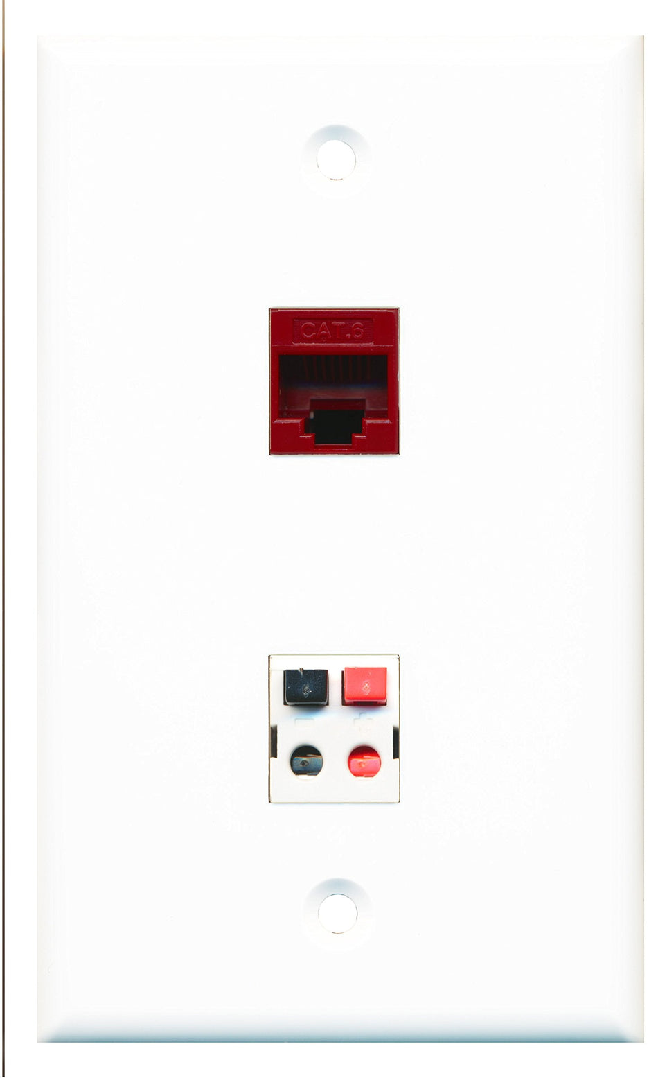 RiteAV - 1 Port Cat6 Ethernet Red 1 Port Speaker Wall Plate - Bracket Included
