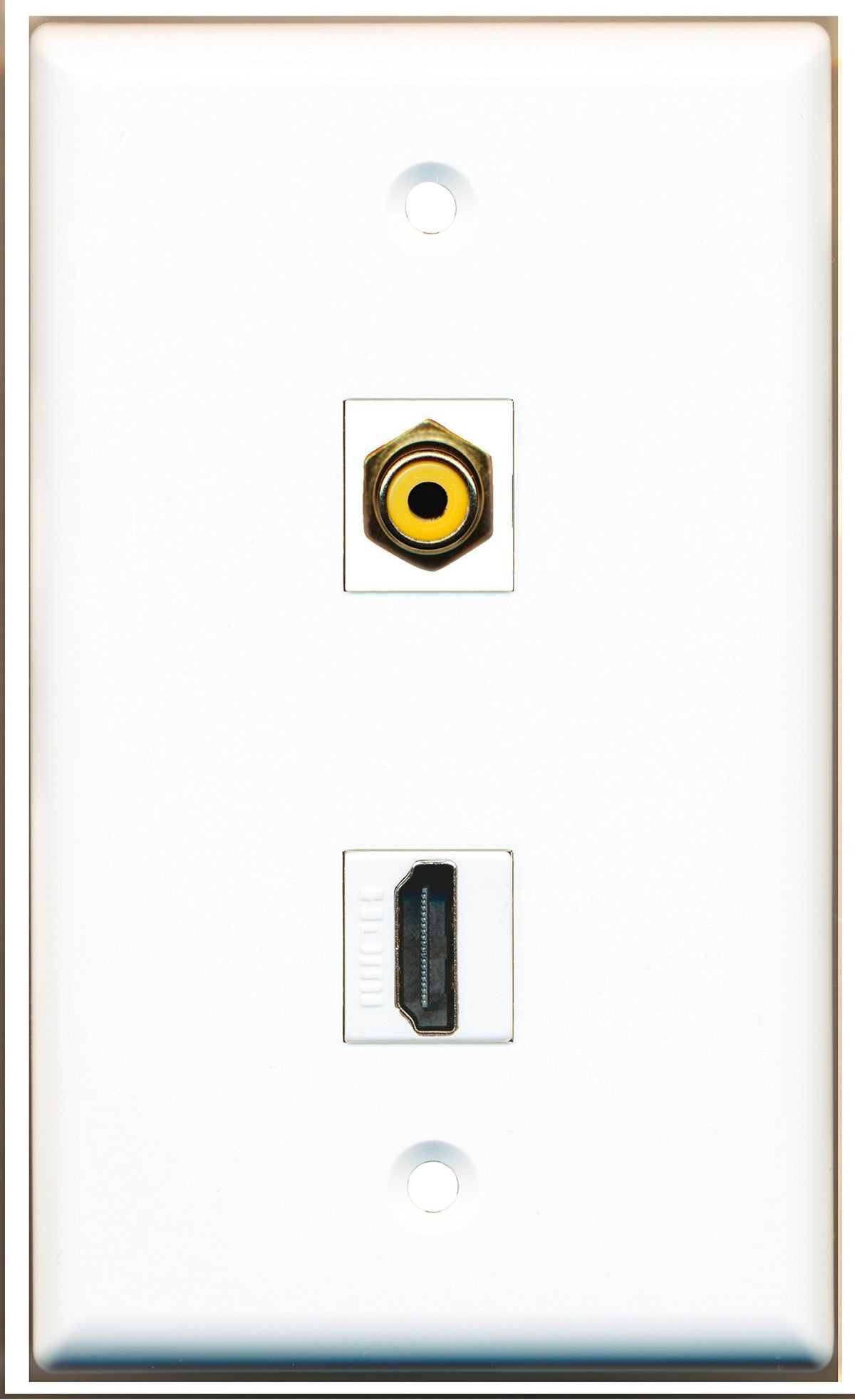 RiteAV - 1 RCA Yellow for Subwoofer/Audio and 1 HDMI Port Wall Plate White