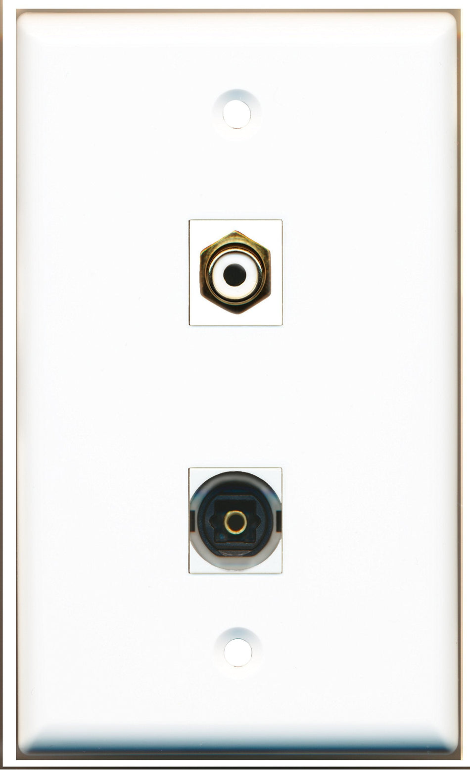 RiteAV - 1 Port RCA White 1 Port Toslink Wall Plate - Bracket Included