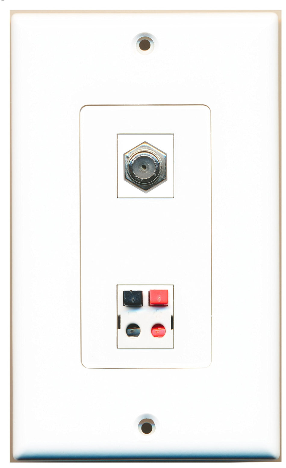 RiteAV 1 Port Coax Cable TV- F-Type 1 Port Speaker Wall Plate OVERSIZED