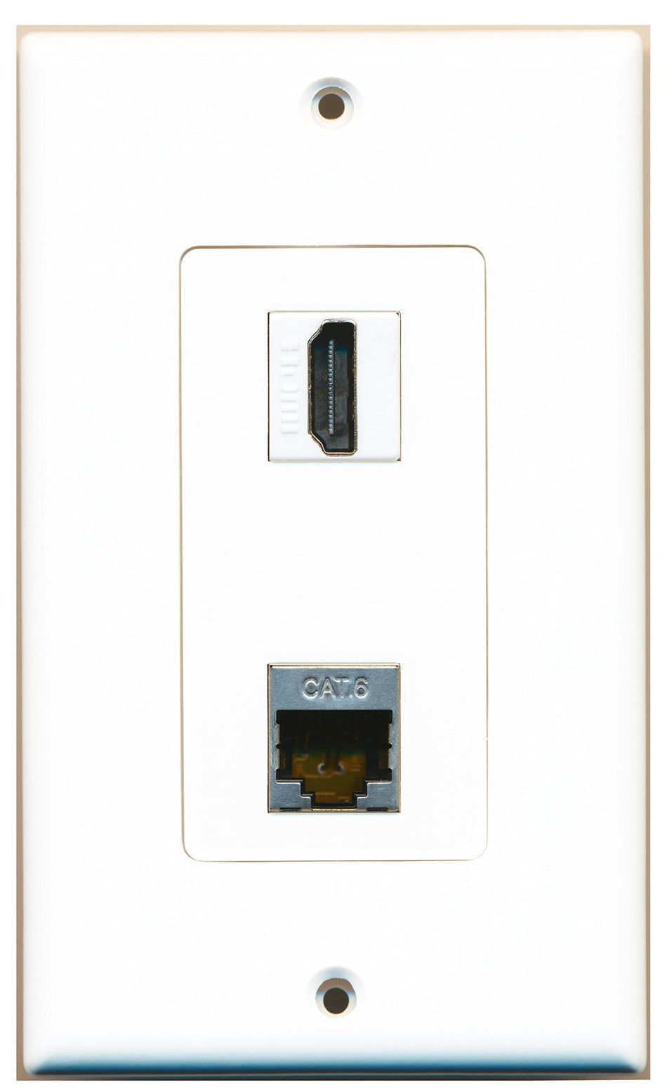 RiteAV 1 Port HDMI 1 Port Shielded Cat6 Type Wall Plate OVERSIZED