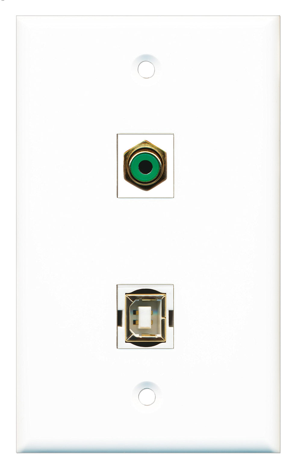 RiteAV - 1 Port RCA Green 1 Port USB B-B Wall Plate - Bracket Included