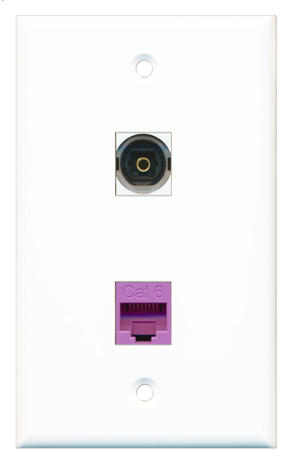 RiteAV - 1 Port Toslink 1 Port Cat6 Ethernet Purple Wall Plate - Bracket Included