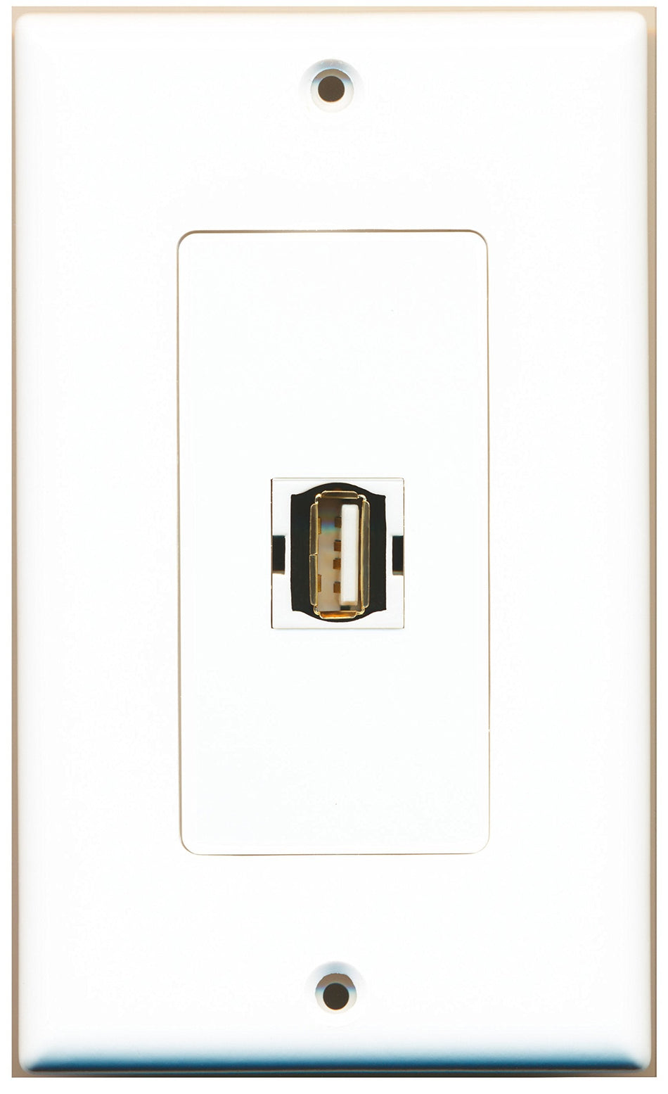 RiteAV 1 Port USB A-A Wall Plate OVERSIZED White