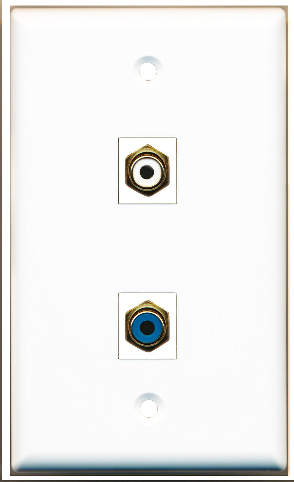 RiteAV - 1 Port RCA White 1 Port RCA Blue Wall Plate White - Bracket Included