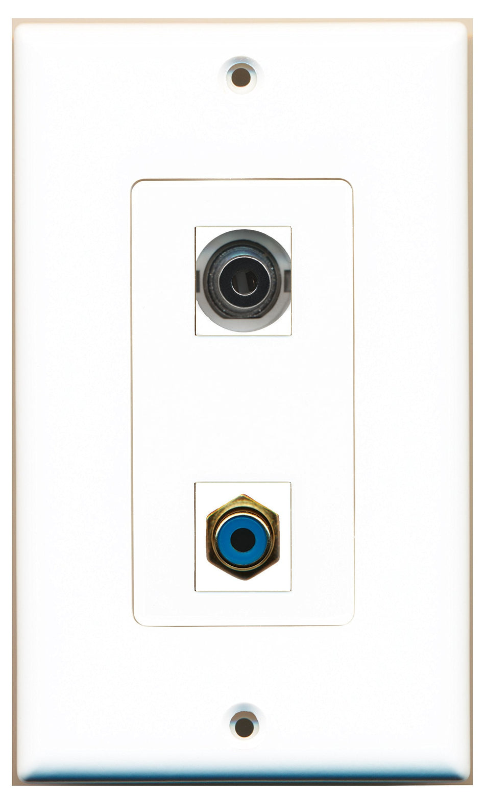 RiteAV 1 Port RCA Blue 1 Port 3.5mm Wall Plate OVERSIZED White