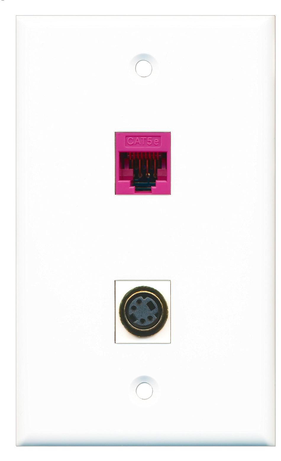 RiteAV - 1 Port S-Video 1 Port Cat5e Pink Wall Plate - Bracket Included