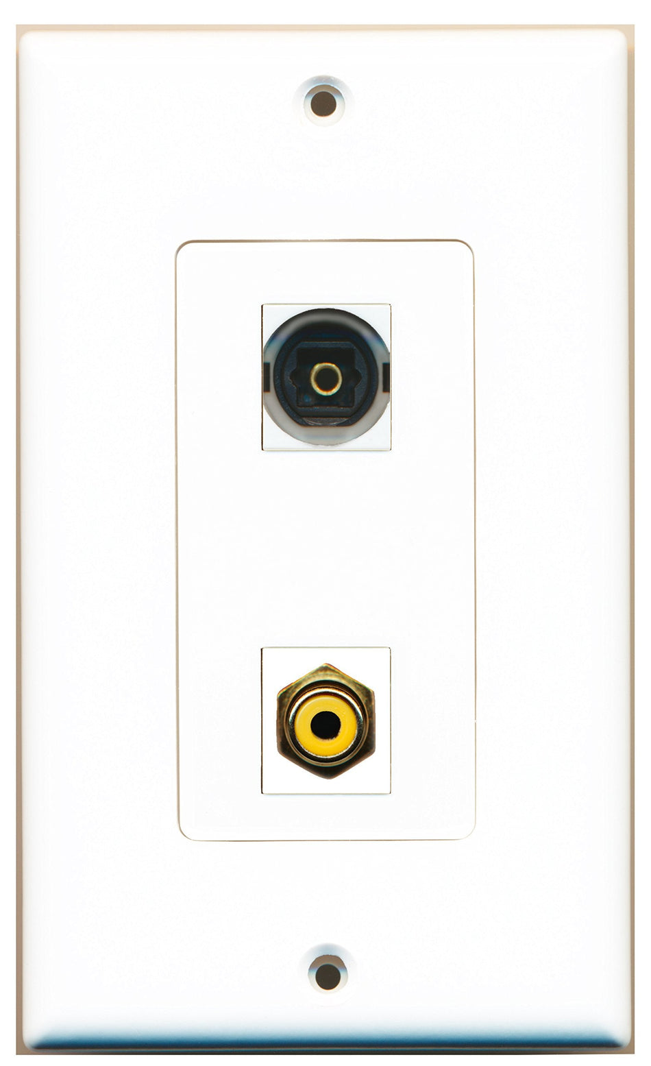RiteAV 1 Port RCA Yellow 1 Port Toslink Digital Audio Wall Plate OVERSIZED White