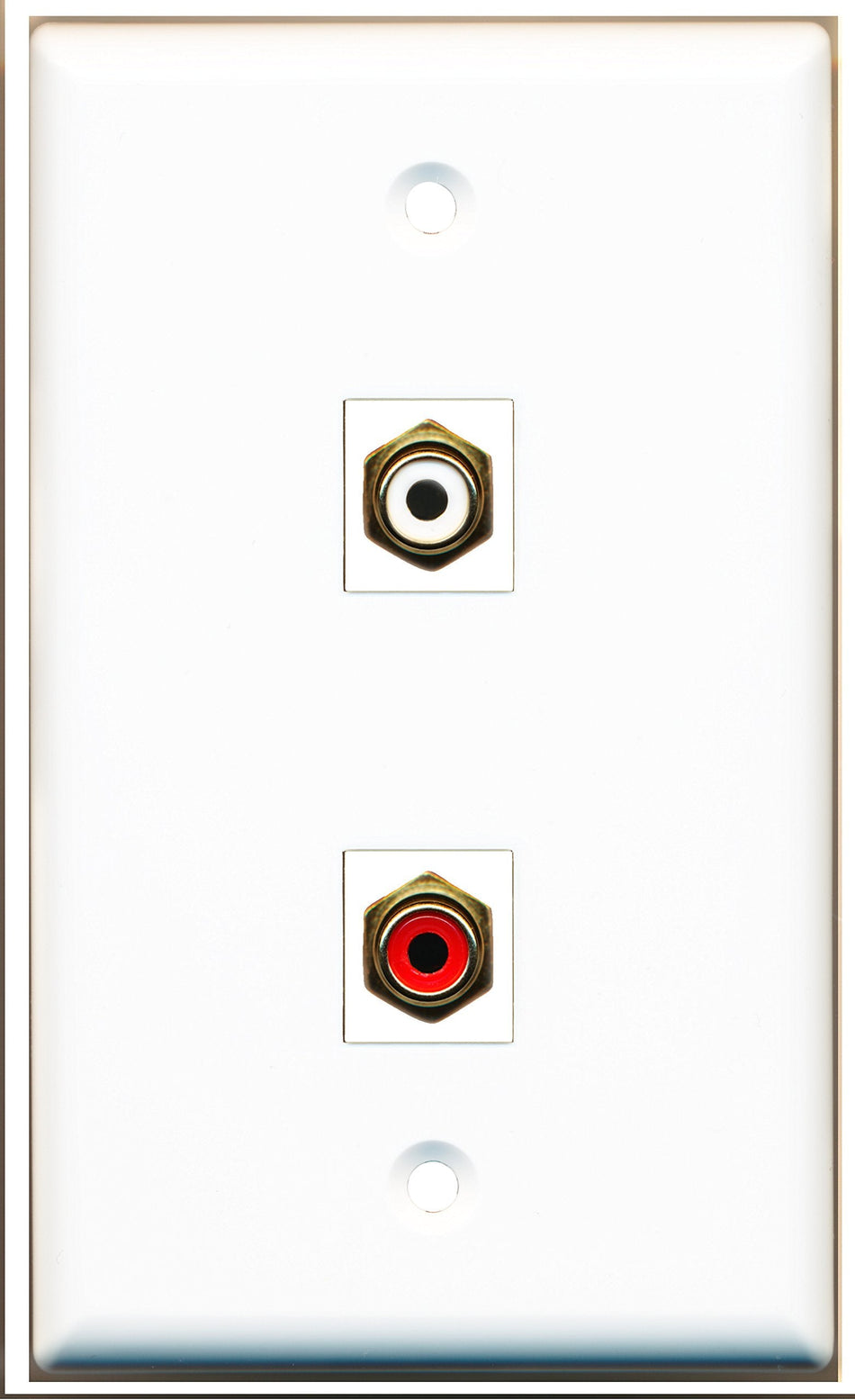 RiteAV - 1 Port RCA Red - 1 Port RCA White Wall Plate White - Bracket Included