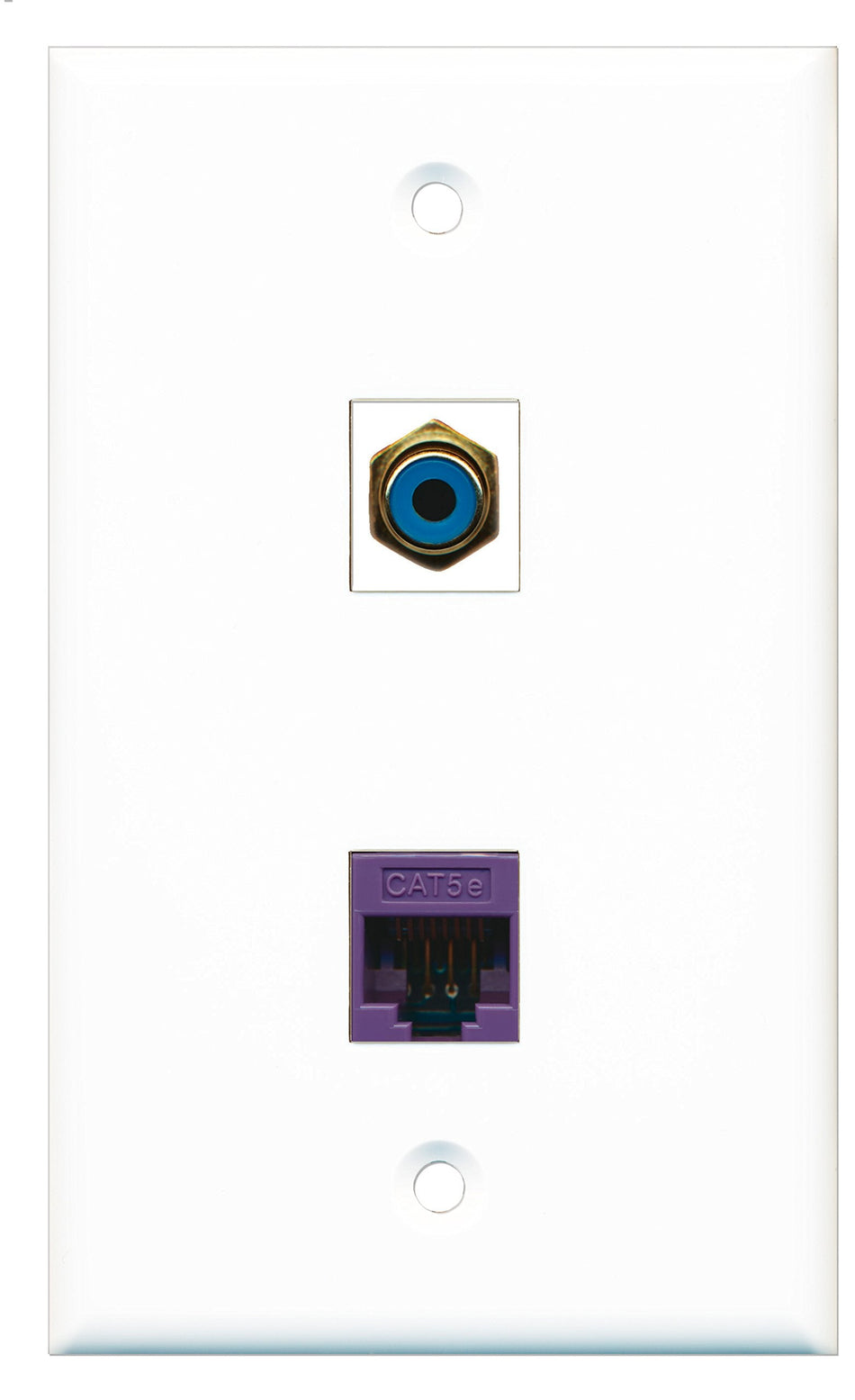 RiteAV - 1 Port RCA Blue 1 Port Cat5e Ethernet Purple Wall Plate - Bracket Included