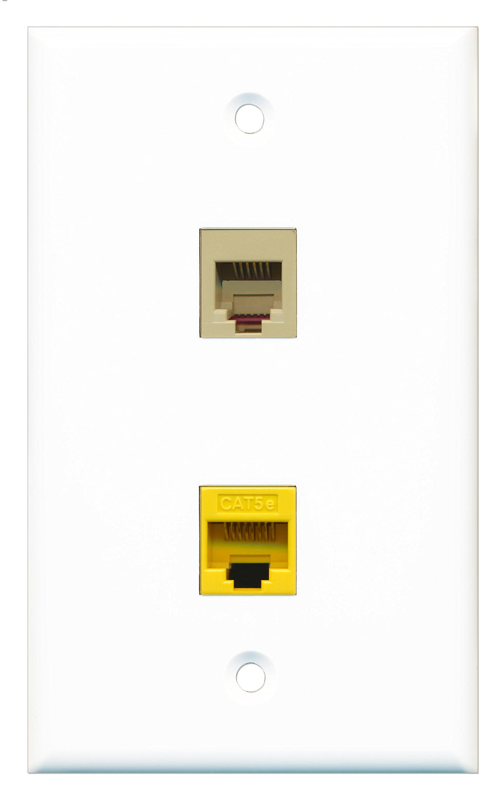 RiteAV - 1 Port Phone Beige 1 Port Cat5e Ethernet Yellow Wall Plate - Bracket Included