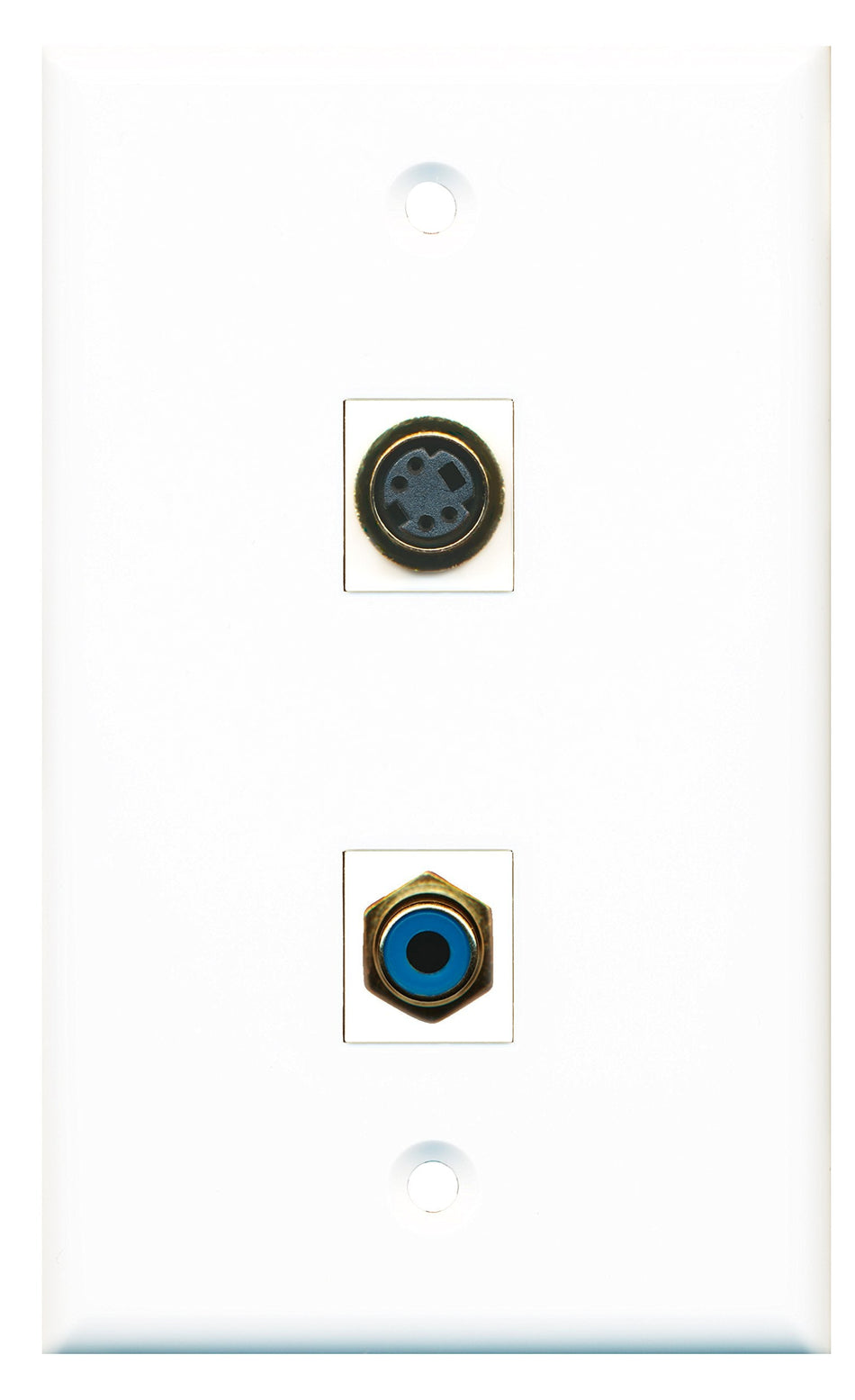 RiteAV - 1 Port RCA Blue 1 Port S-Video Wall Plate White - Bracket Included