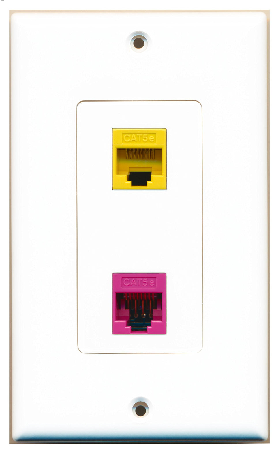 RiteAV 1 Port Cat5e Ethernet Pink 1 Port Cat5e Ethernet Yellow Wall Plate OVERSIZED