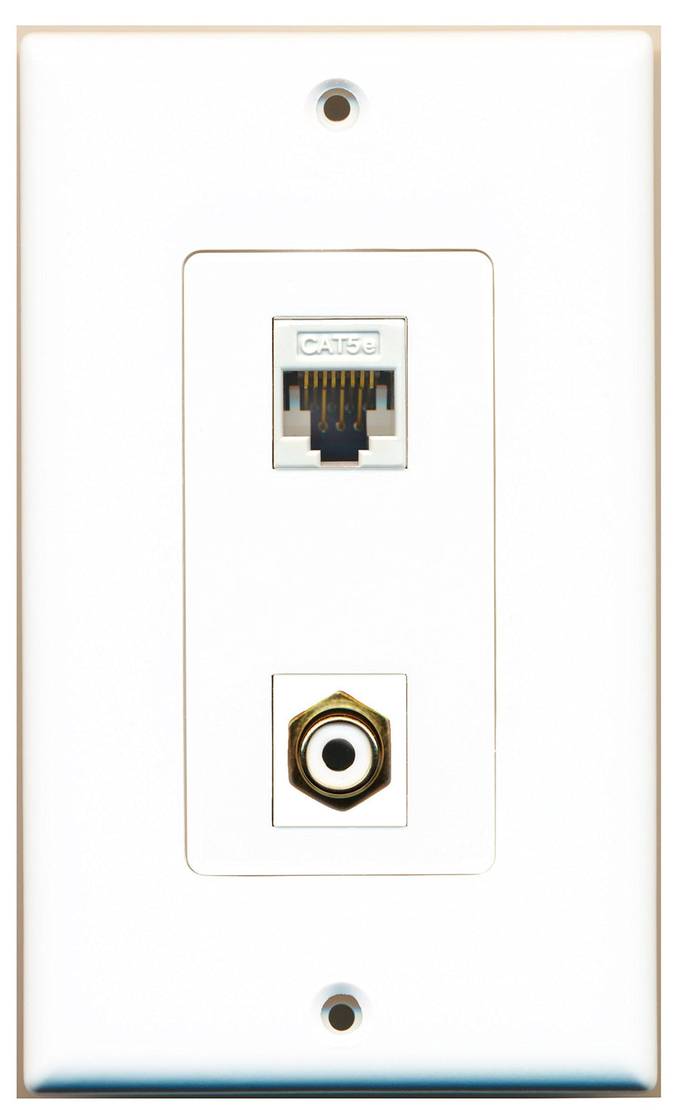 RiteAV 1 Port RCA White 1 Port Cat5e White Wall Plate OVERSIZED White