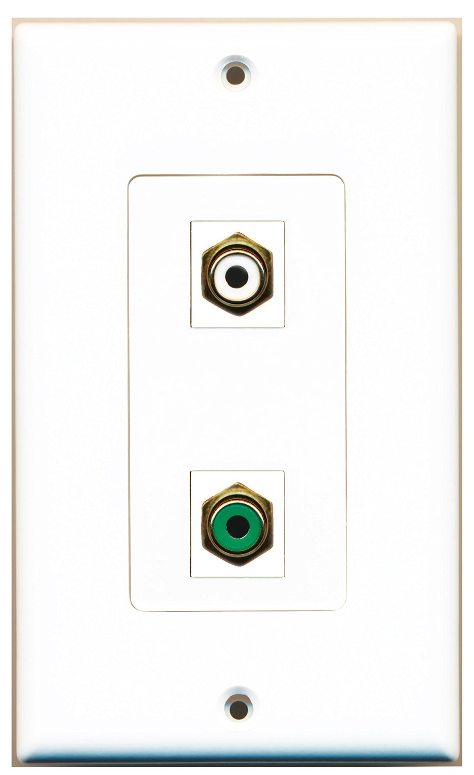 RiteAV 1 Port RCA White 1 Port RCA Green Wall Plate OVERSIZED White