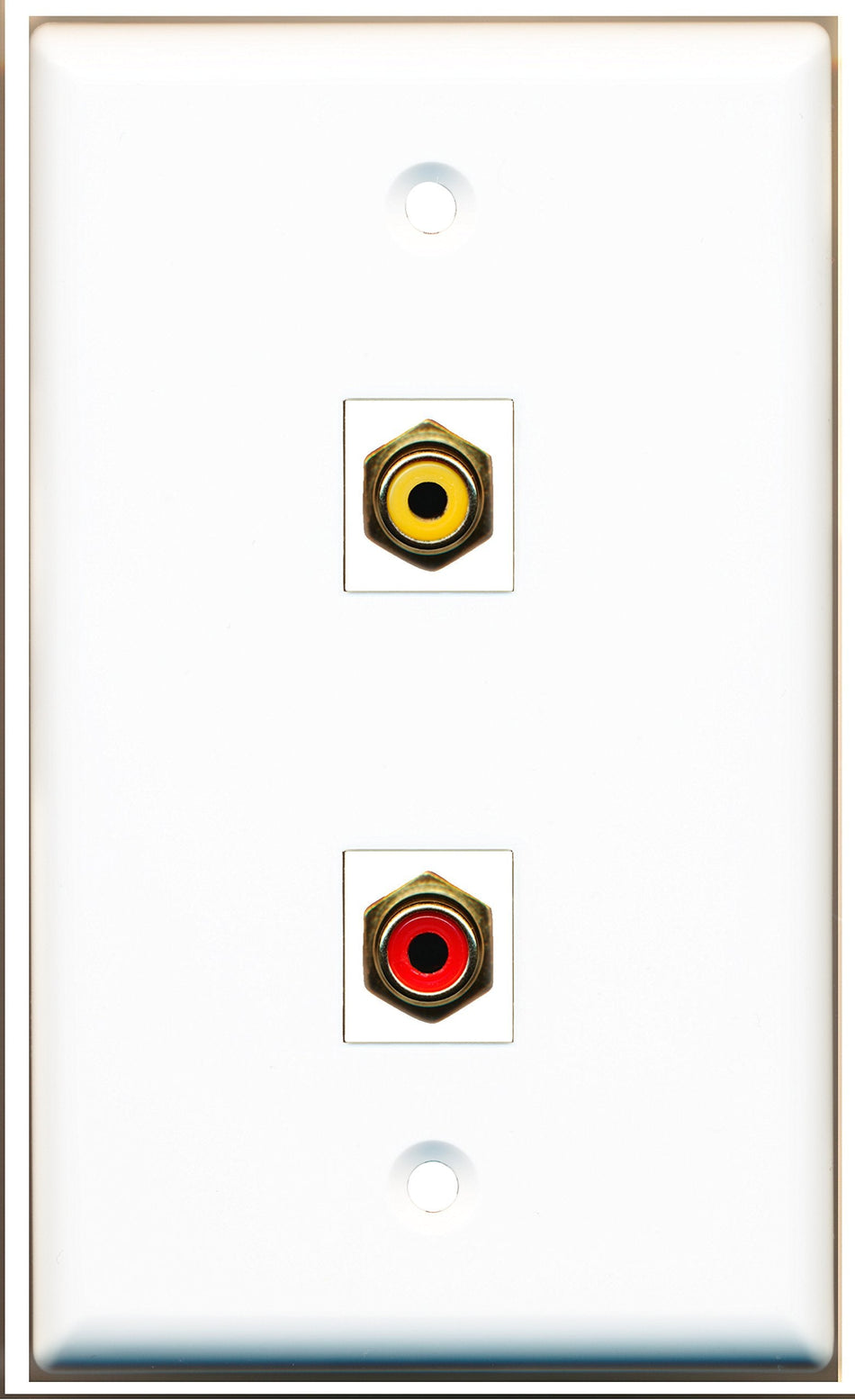 RiteAV - 1 Port RCA Red - 1 Port RCA Yellow Wall Plate White - Bracket Included