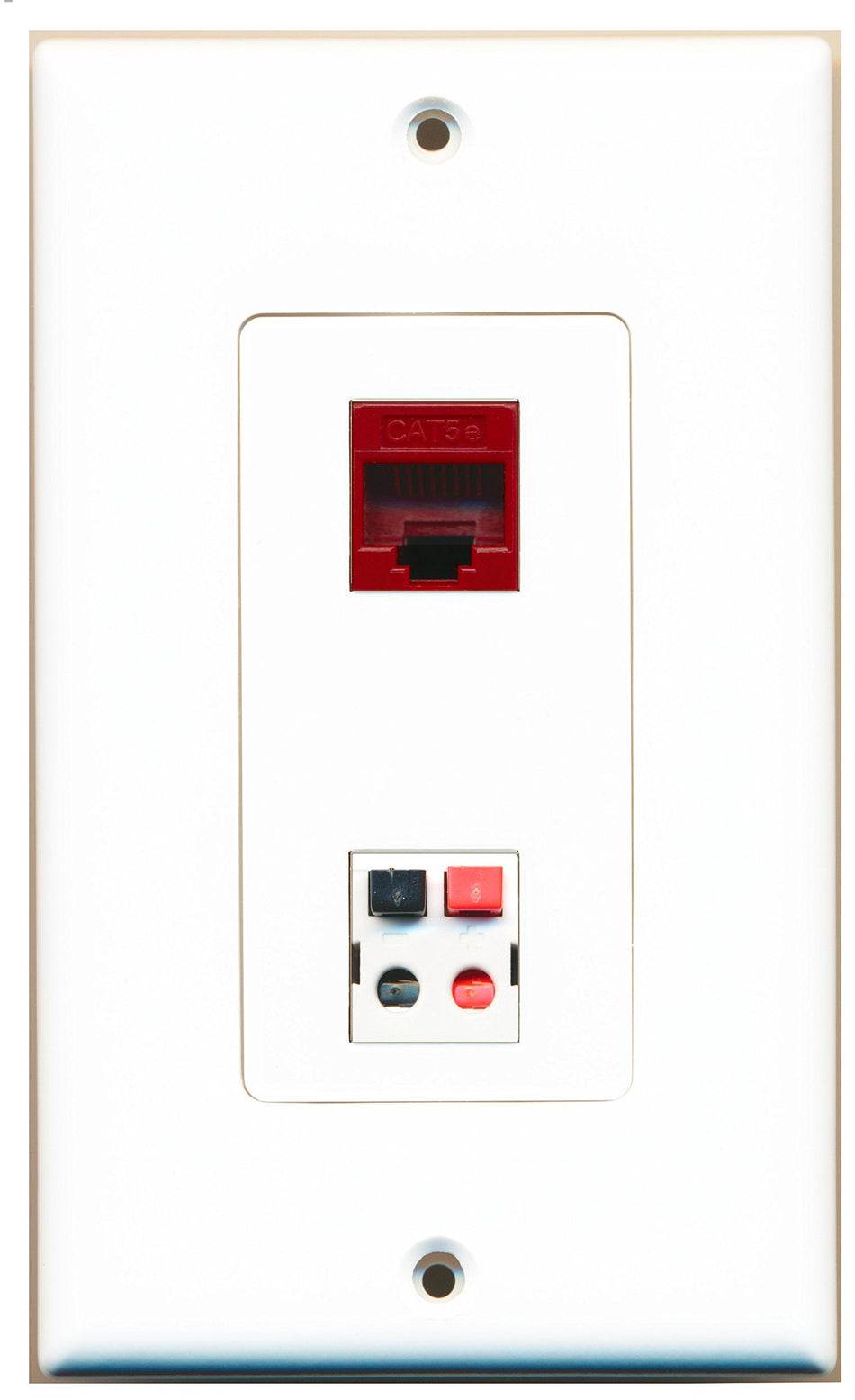 RiteAV 1 Port Cat5e Ethernet Red 1 Port Speaker Wall Plate OVERSIZED