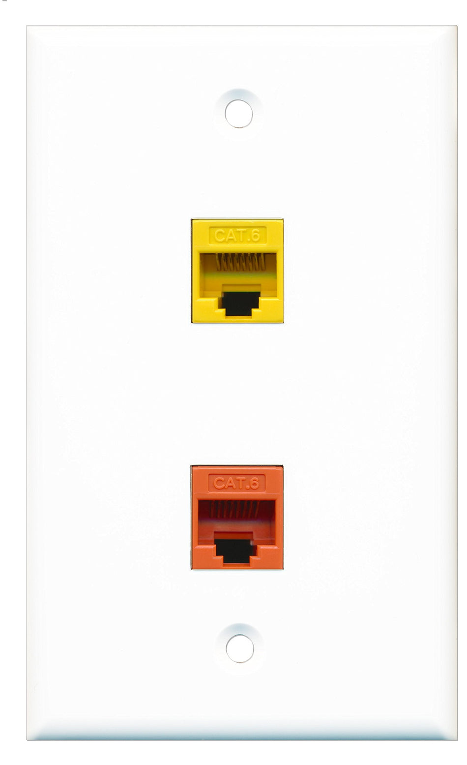 RiteAV - 1 Port Cat6 Ethernet Orange 1 Port Cat6 Ethernet Yellow Wall Plate - Bracket Included