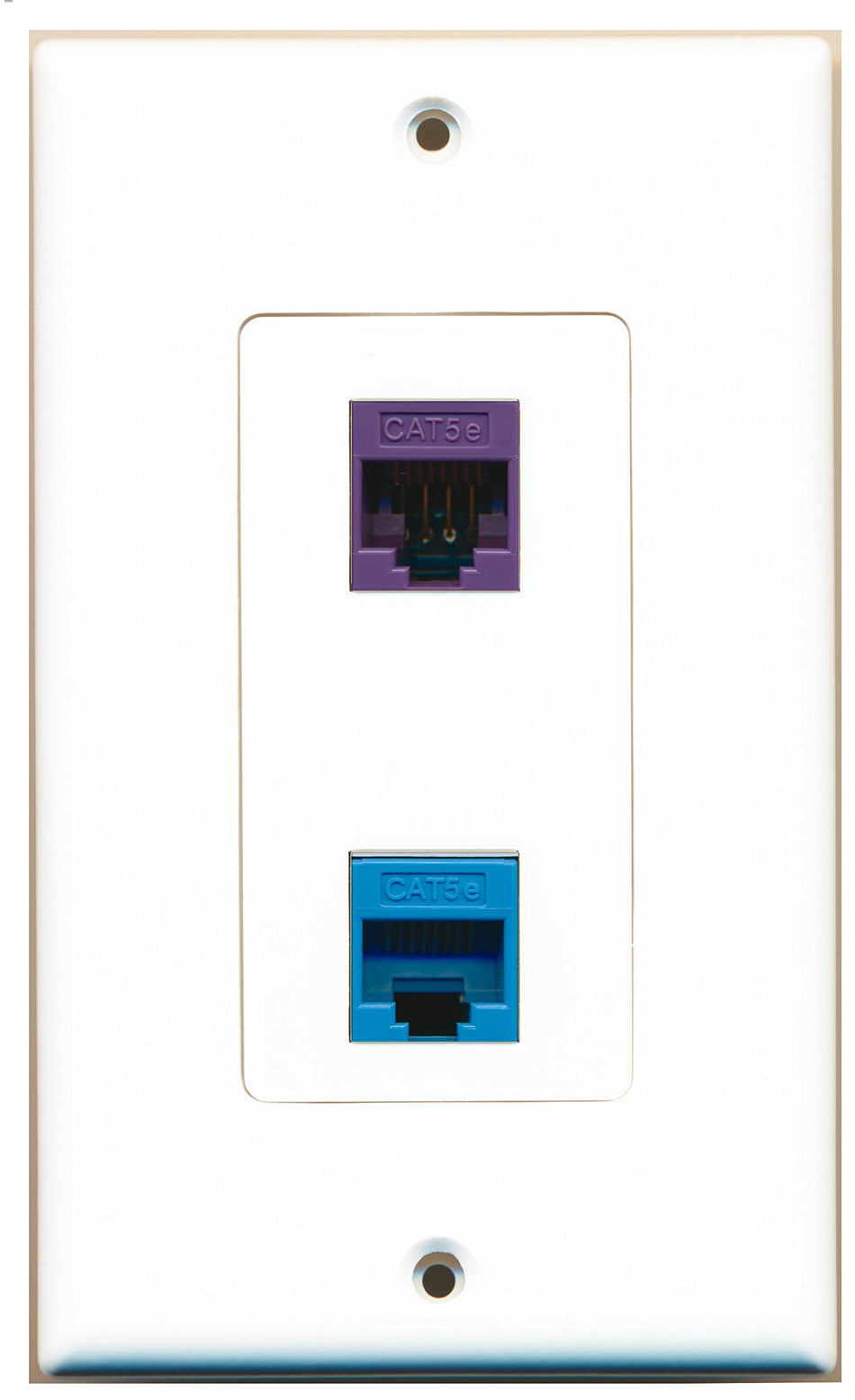 RiteAV 1 Port Cat5e Ethernet Blue 1 Port Cat5e Ethernet Purple Wall Plate OVERSIZED
