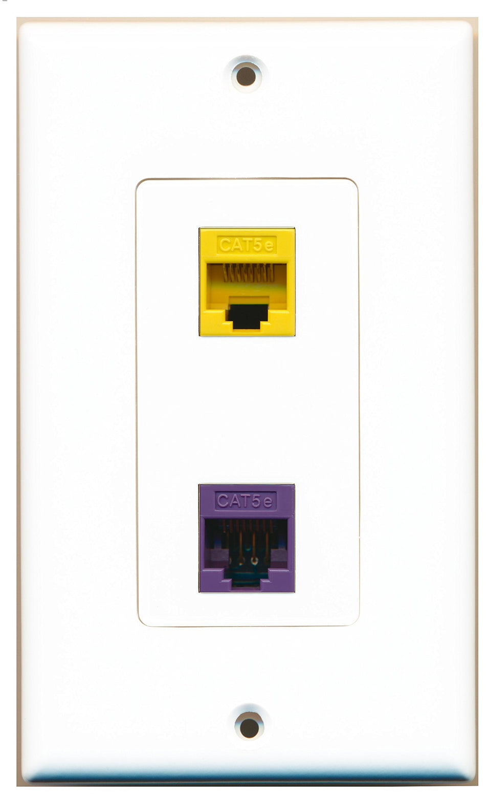 RiteAV 1 Port Cat5e Ethernet Yellow 1 Port Cat5e Ethernet Purple Wall Plate OVERSIZED
