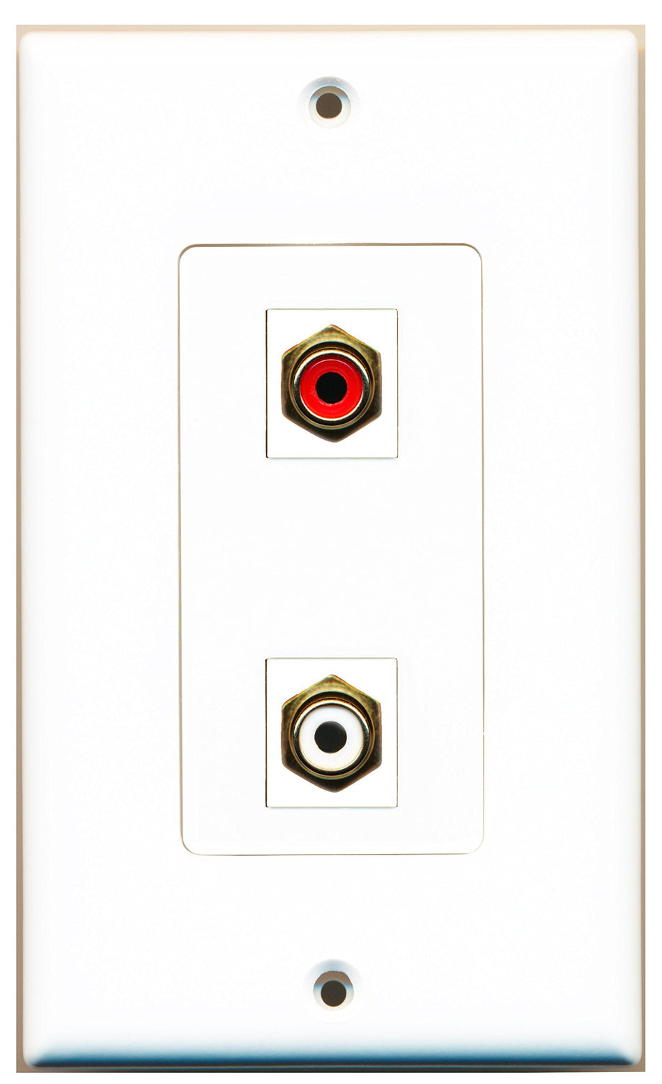 RiteAV - 1 Port RCA Red 1 Port RCA White Wall Plate Decorative White - Bracket Included