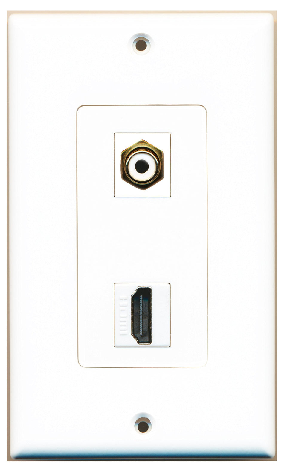 RiteAV 1 Port HDMI 1 Port RCA White Wall Plate OVERSIZED White