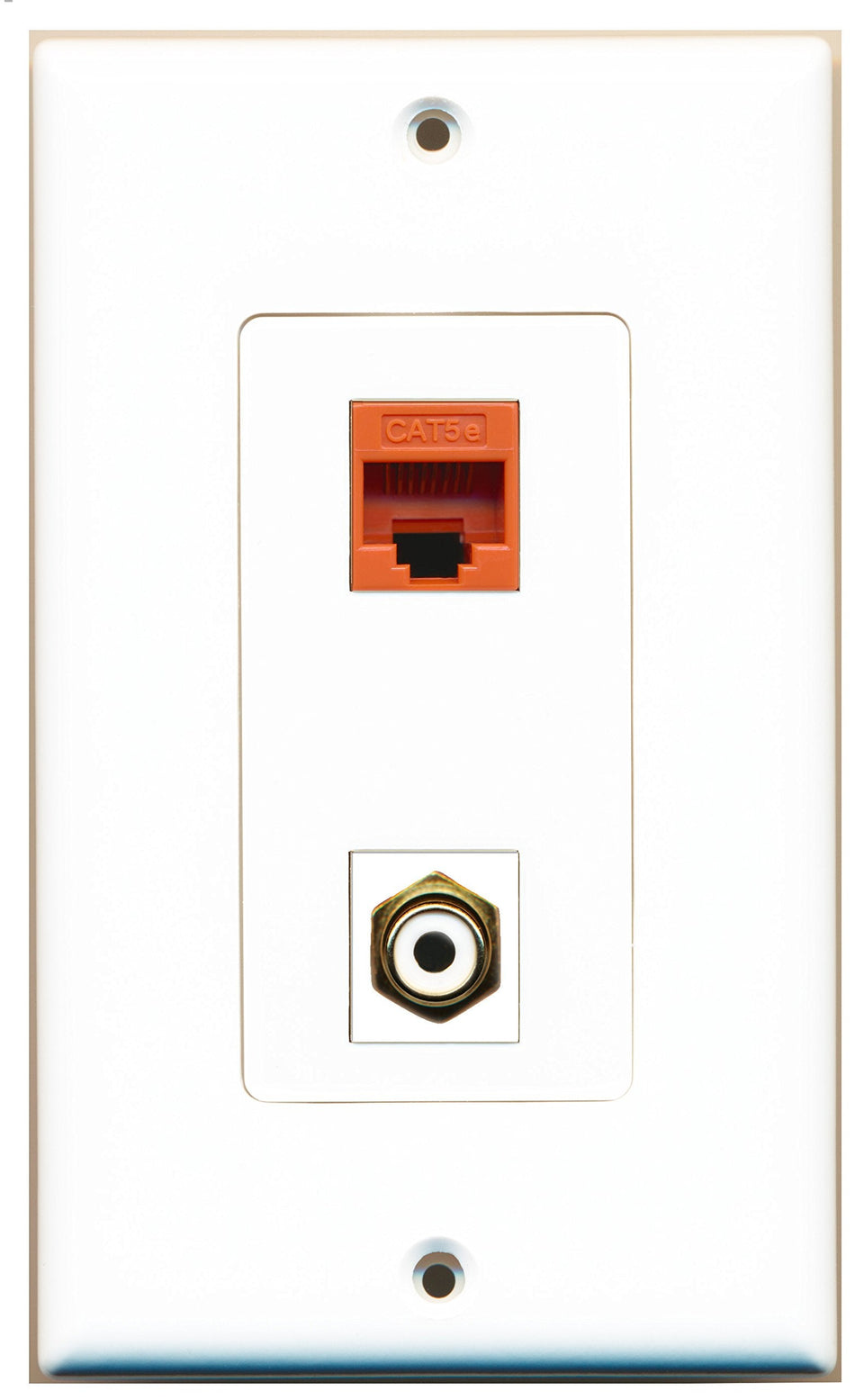 RiteAV 1 Port RCA White 1 Port Cat5e Orange Wall Plate OVERSIZED White