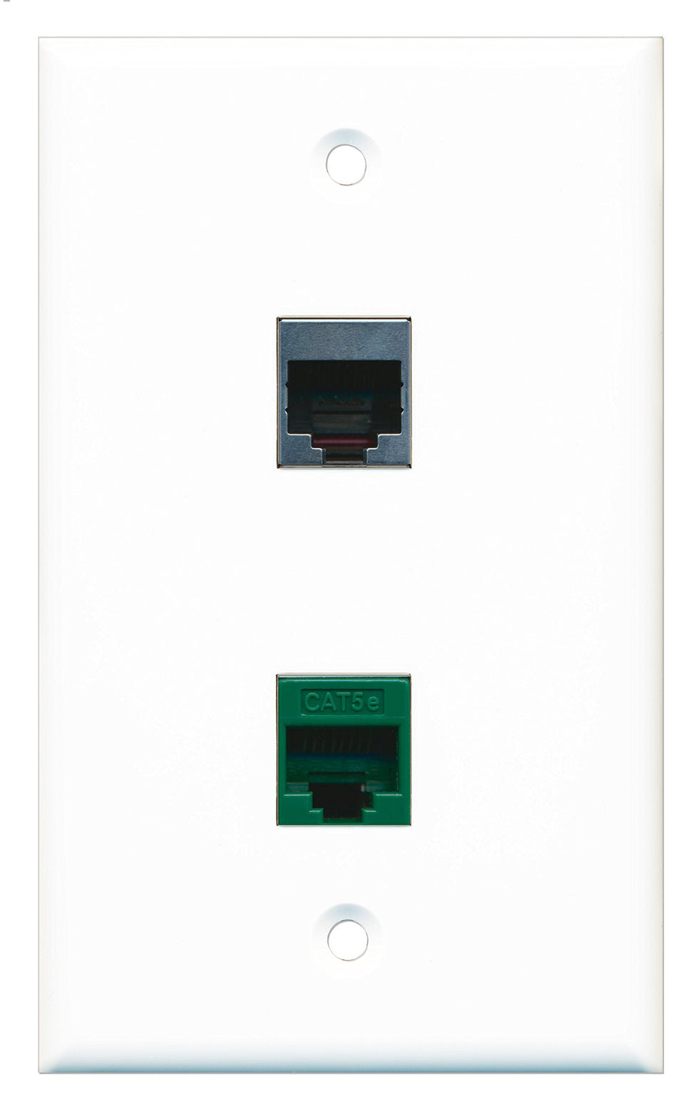 RiteAV - 1 Port Cat5e Ethernet Green 1 Port RJ45 Shielded Wall Plate - Bracket Included