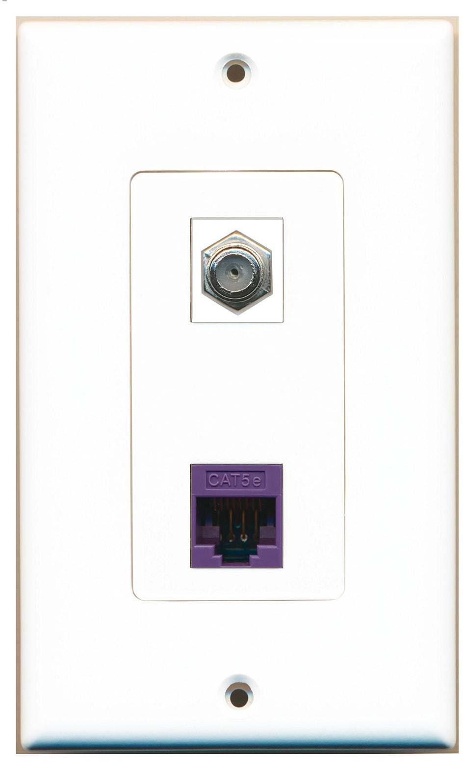 RiteAV 1 Port Coax Cable TV- F-Type 1 Port Cat5e Ethernet Purple Wall Plate OVERSIZED