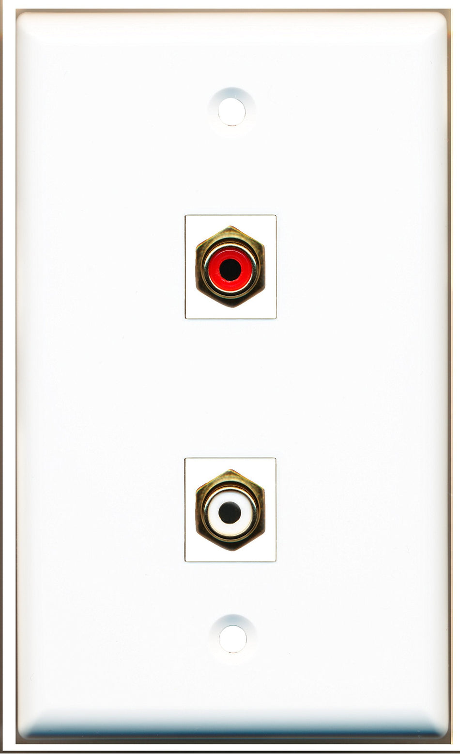 RiteAV - 1 Port RCA Red 1 Port RCA White Wall Plate White - Bracket Included