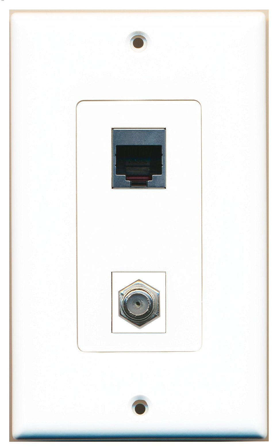 RiteAV 1 Port Coax Cable TV- F-Type 1 Port RJ45 Shielded Wall Plate OVERSIZED
