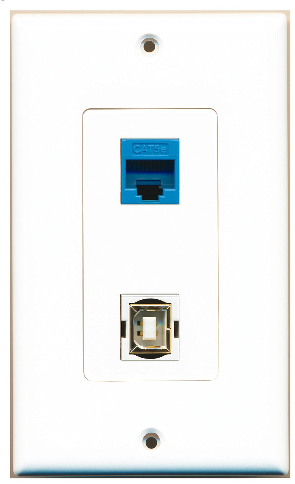 RiteAV 1 Port Cat5e Ethernet Blue 1 Port USB B-B Wall Plate OVERSIZED