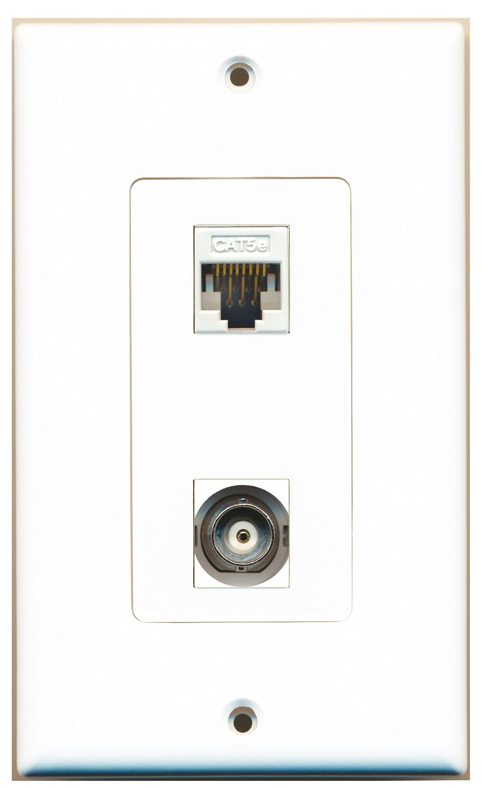 RiteAV 1 Port BNC 1 Port Cat5e White Type Wall Plate OVERSIZED