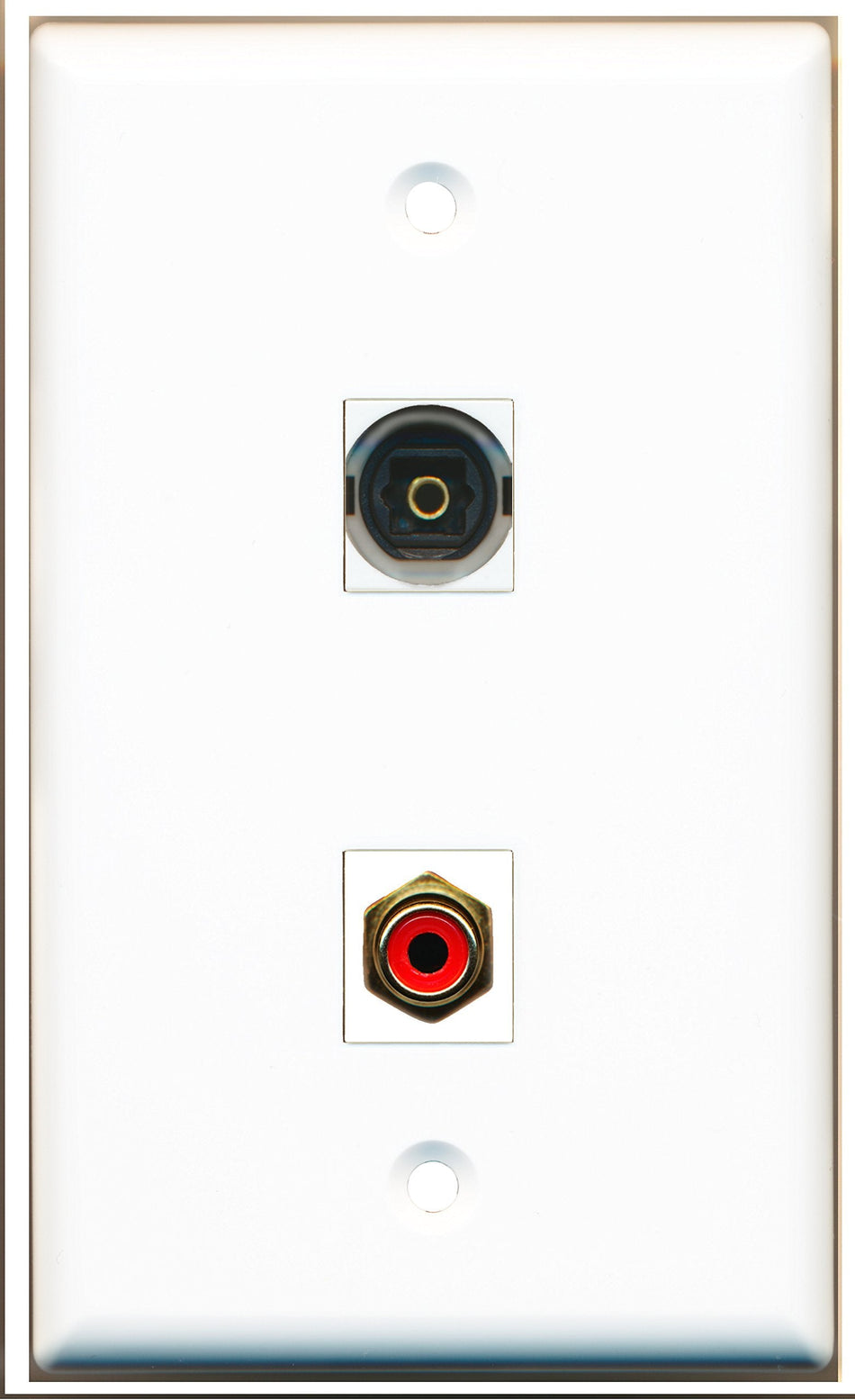 RiteAV - 1 Port RCA Red - 1 Port Toslink Digital Audio Wall Plate White - Bracket Included