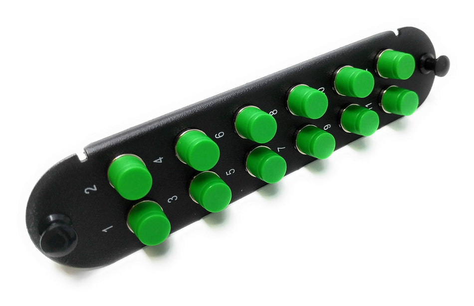 RiteAV - CCH FC/FC (12 Port Simplex w/12 Fiber Connectors) Adapter Panel (Non-LGX) Silver/Black (9/125) for Yellow OS2 Singlemode APC
