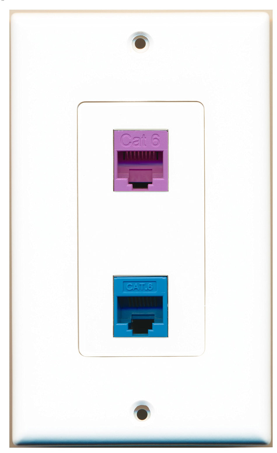 RiteAV 1 Port Cat6 Ethernet Blue 1 Port Cat6 Ethernet Purple Wall Plate OVERSIZED
