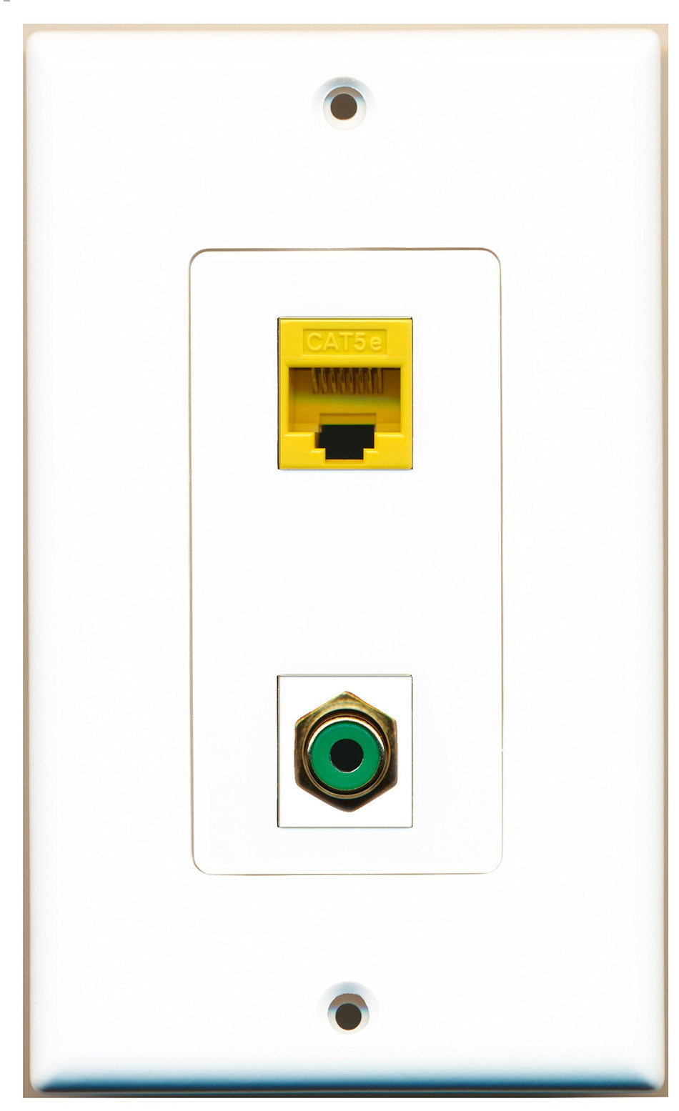 RiteAV 1 Port RCA Green 1 Port Cat5e Yellow Wall Plate OVERSIZED White
