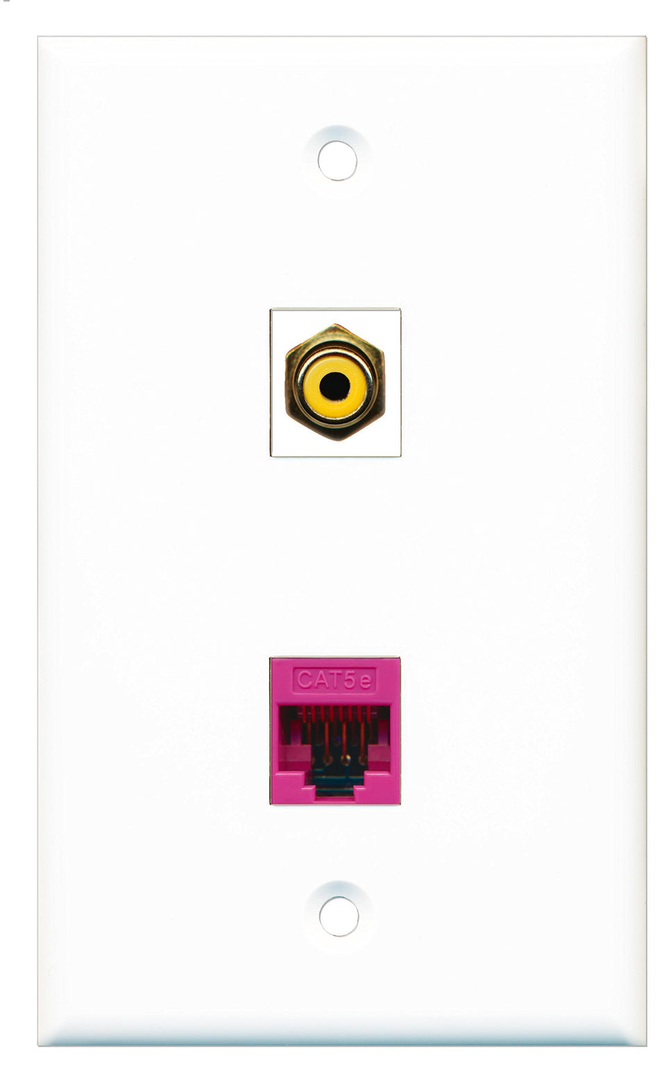 RiteAV - 1 Port RCA Yellow 1 Port Cat5e Ethernet Pink Wall Plate - Bracket Included