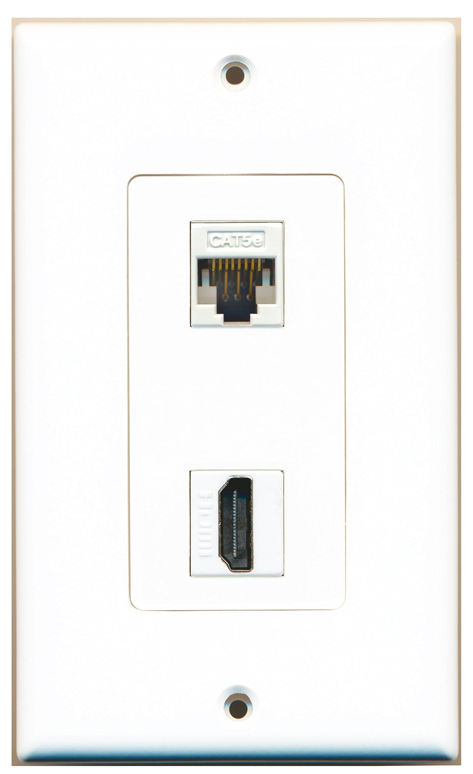 RiteAV 1 Port HDMI 1 Port Cat5e Ethernet White Wall Plate OVERSIZED White