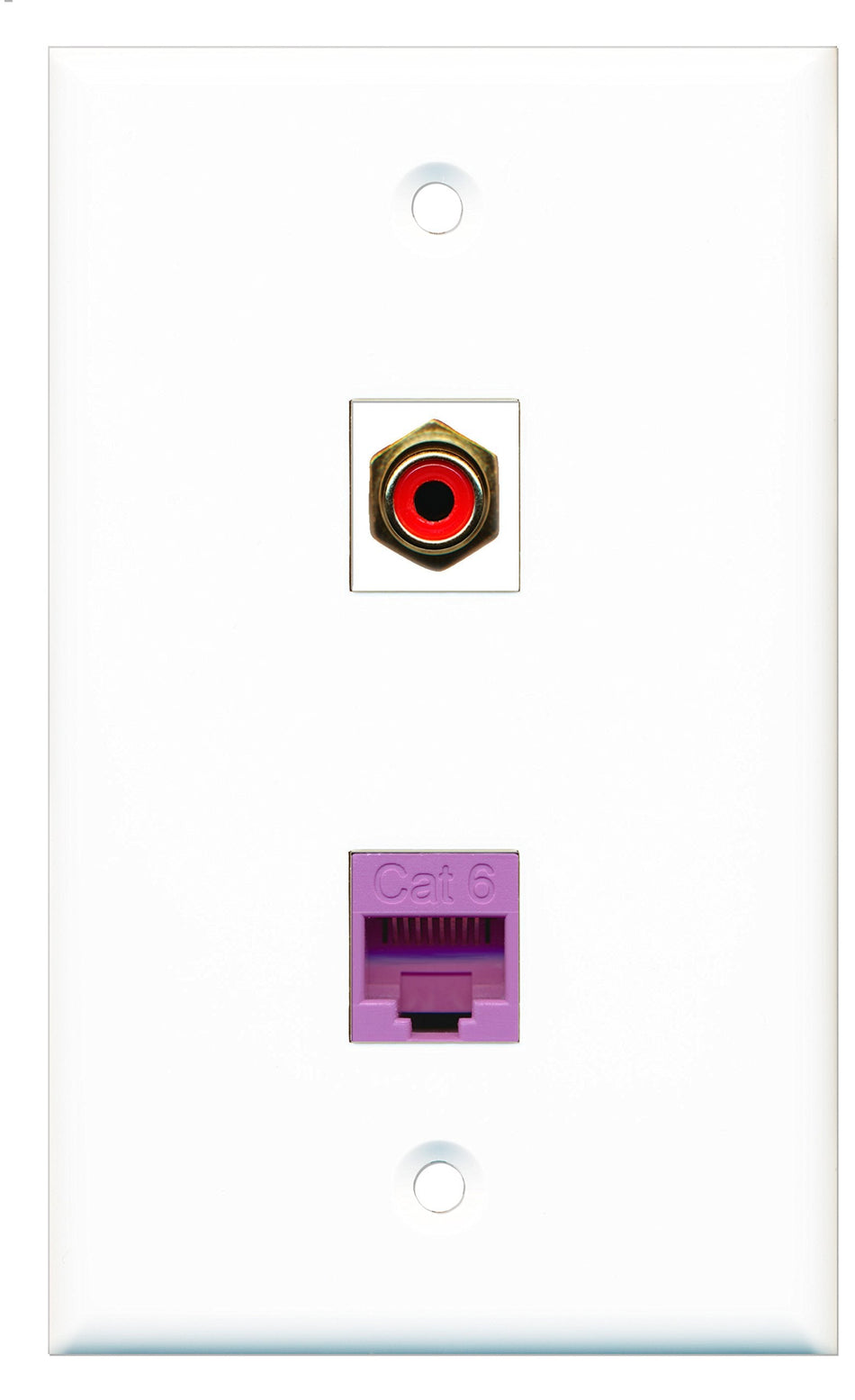RiteAV - 1 Port RCA Red 1 Port Cat6 Ethernet Purple Wall Plate - Bracket Included
