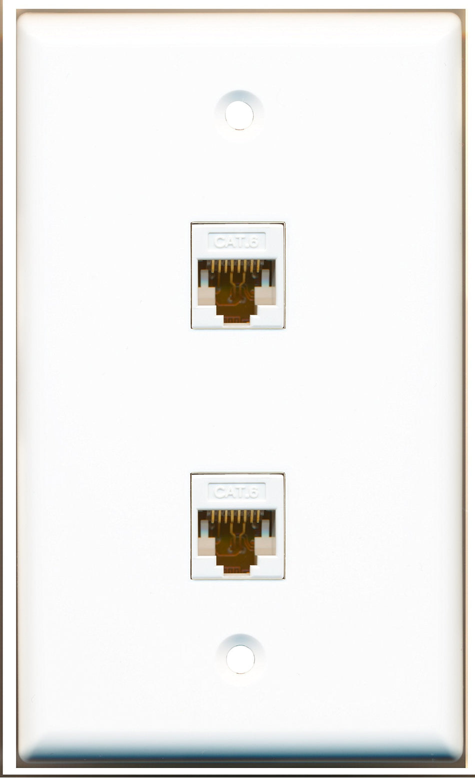 RiteAV - 2 Port Cat6 White Wall Plate White - Bracket Included