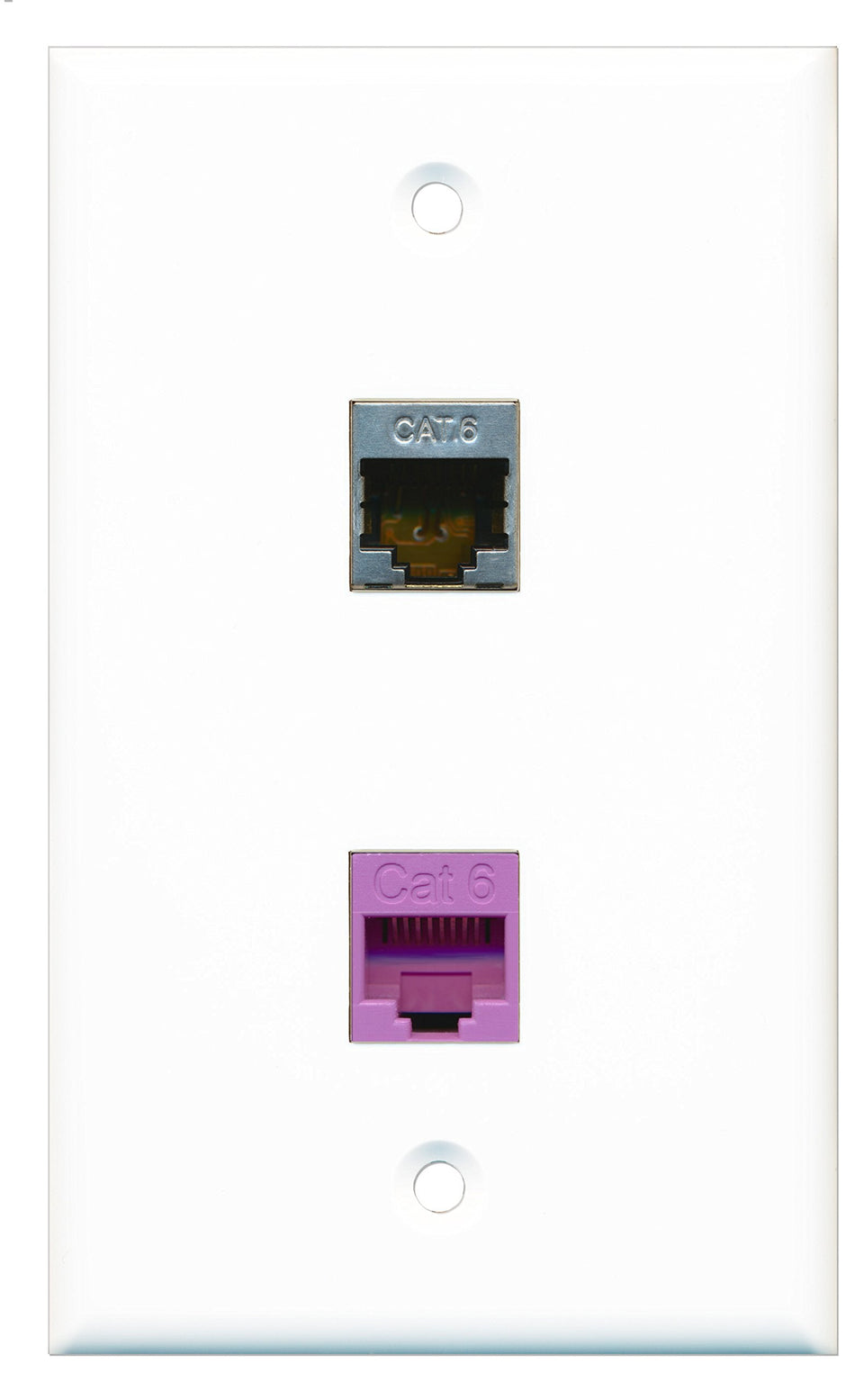 RiteAV - 1 Port Shielded Cat6 Ethernet 1 Port Cat6 Ethernet Purple Wall Plate - Bracket Included