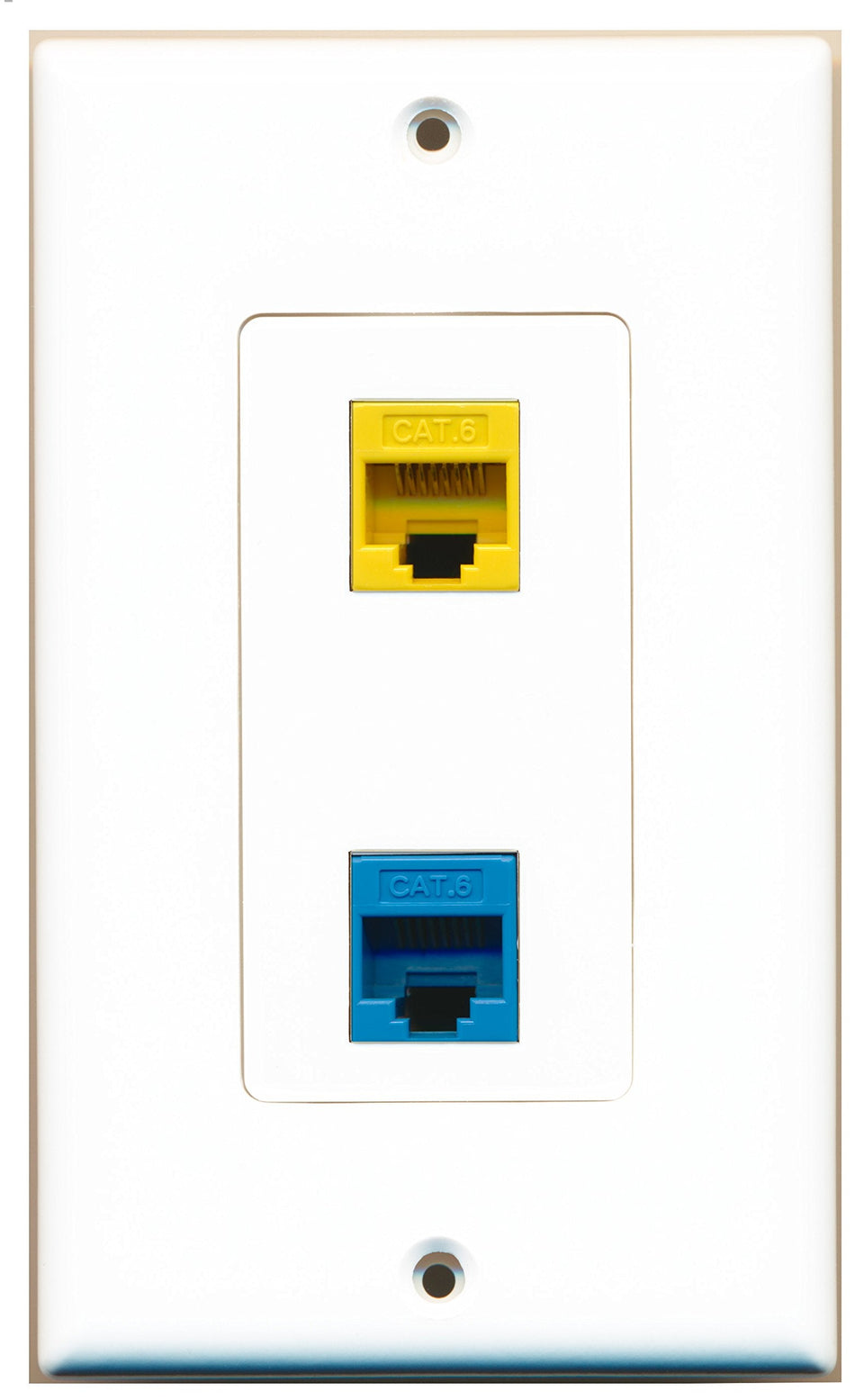 RiteAV 1 Port Cat6 Ethernet Yellow 1 Port Cat6 Ethernet Blue Wall Plate OVERSIZED