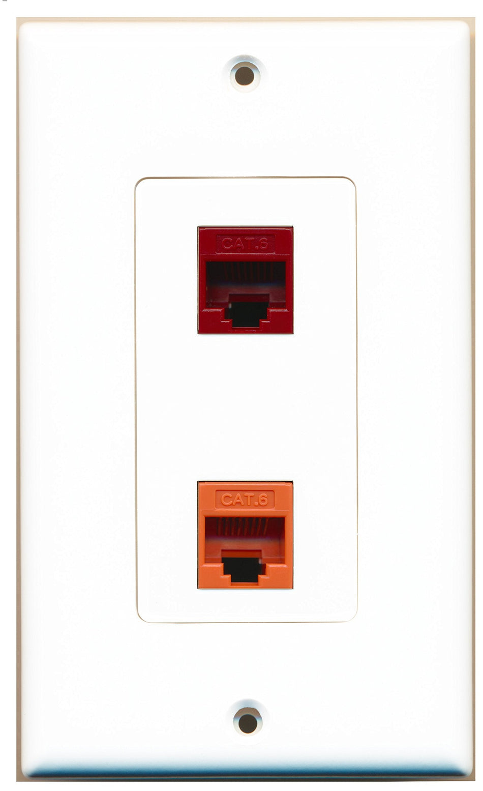 RiteAV 1 Port Cat6 Ethernet Red 1 Port Cat6 Ethernet Orange Wall Plate OVERSIZED