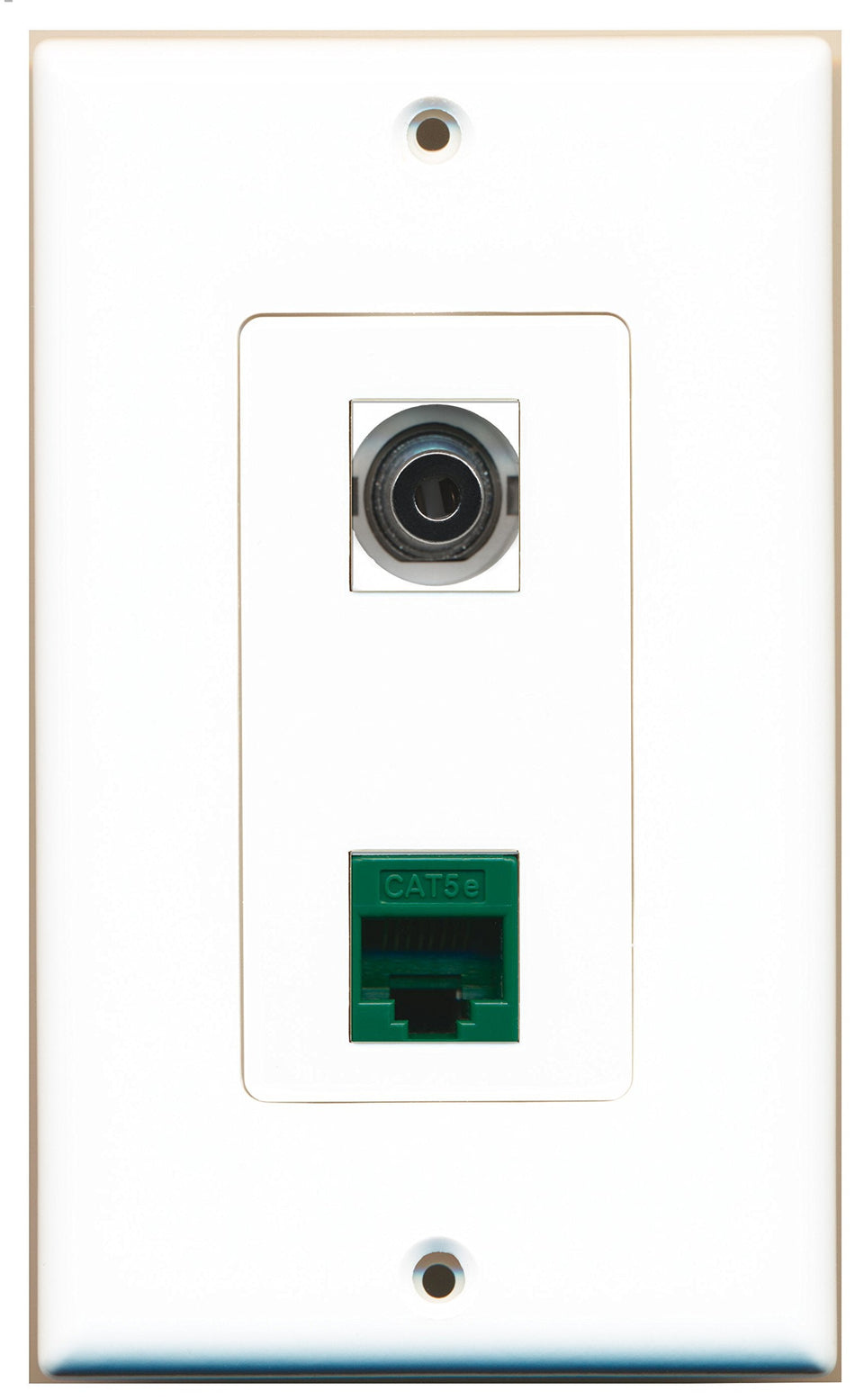 RiteAV 1 Port 3.5mm 1 Port Cat5e Ethernet Green Wall Plate OVERSIZED